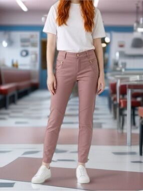 bebe Mauve Straight-Leg Pants with Zip Accents